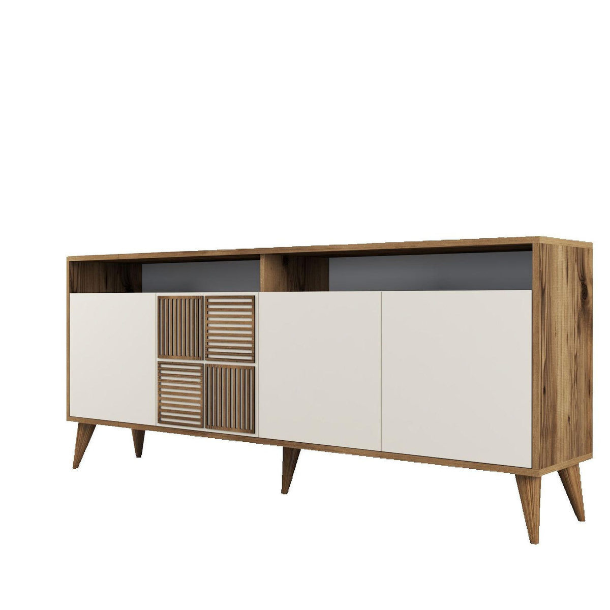 Habitat et Jardin Console en bois  Milan  - 35 x 180 x 78 cm - Noyer, Crème