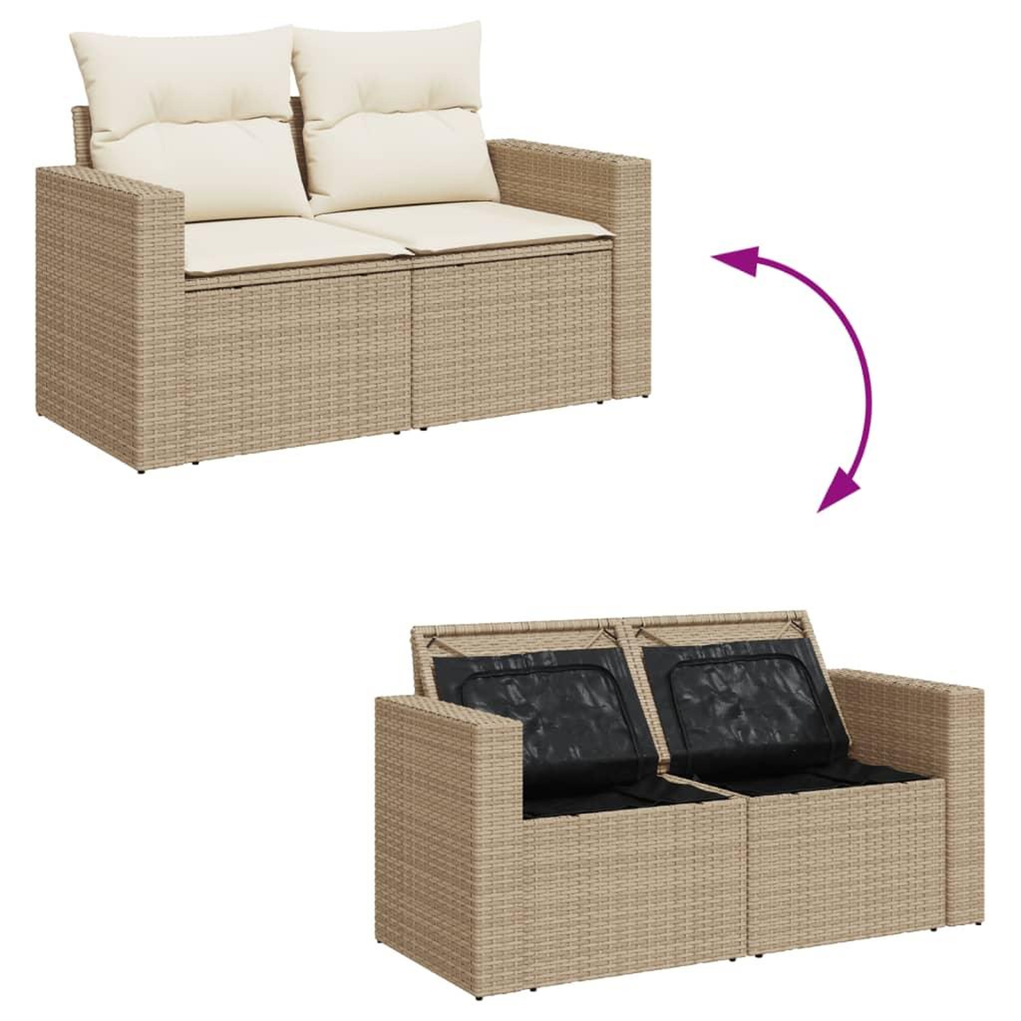 Voir la diapositive 5 : VIDAXL Salon de jardin avec coussins 9 pcs beige resine tressee