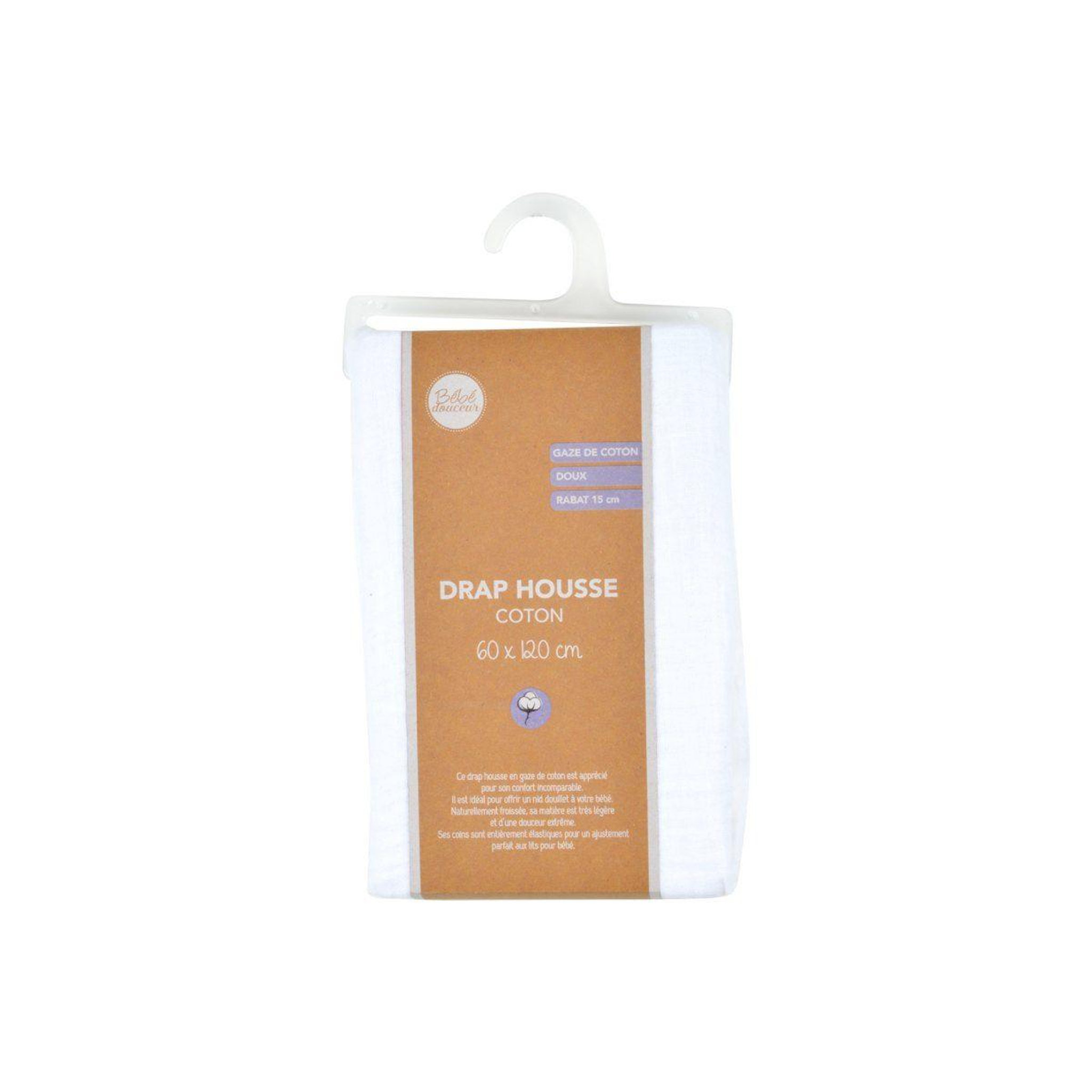 Voir la diapositive 4 : BEBE DOUCEUR Drap housse bébé  extensible  60x120cm blanc