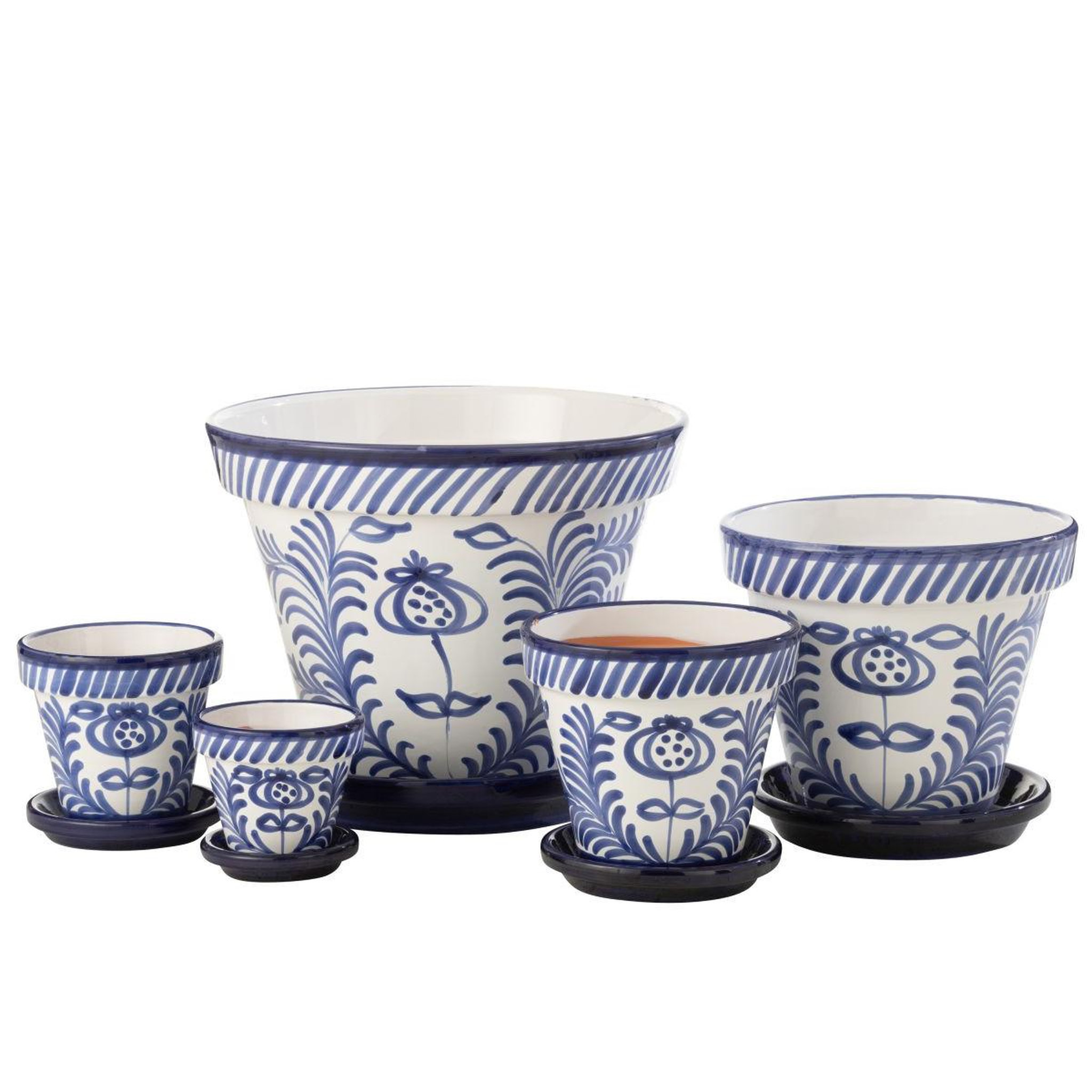 Voir la diapositive 3 : J-LINE Pot avec soucoupe en céramique  granada  27cm bleu cobalt