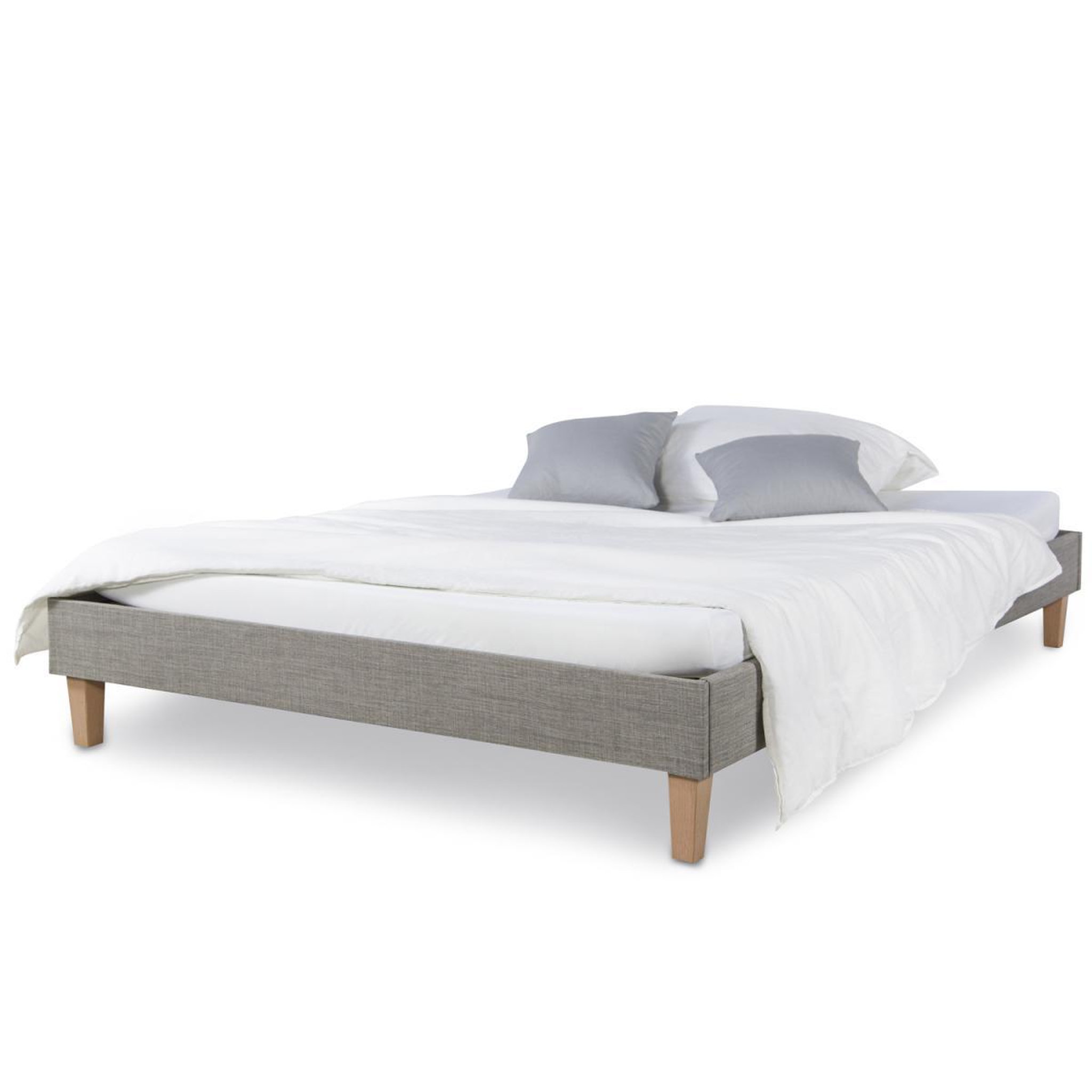 Voir la diapositive 3 : HomeStyle4U Lit Futon Double 160 x 200 Tissu Gris