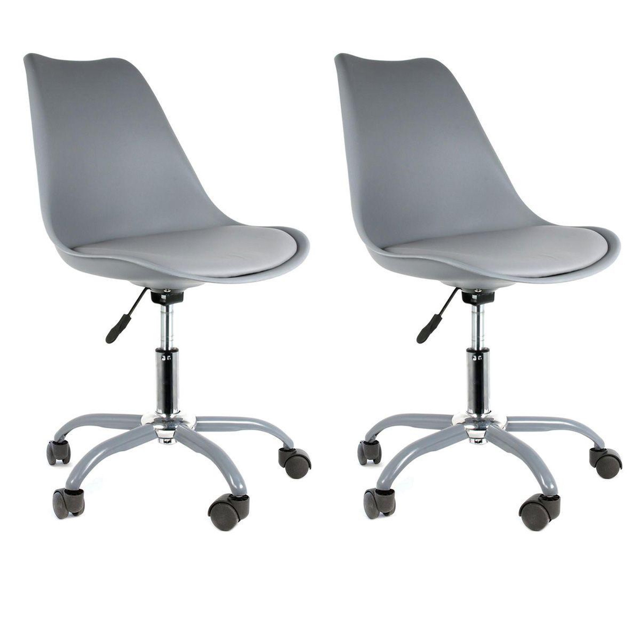 The Home Deco Factory Lot de 2 Chaises à Roulettes  Kiruna  92cm Gris