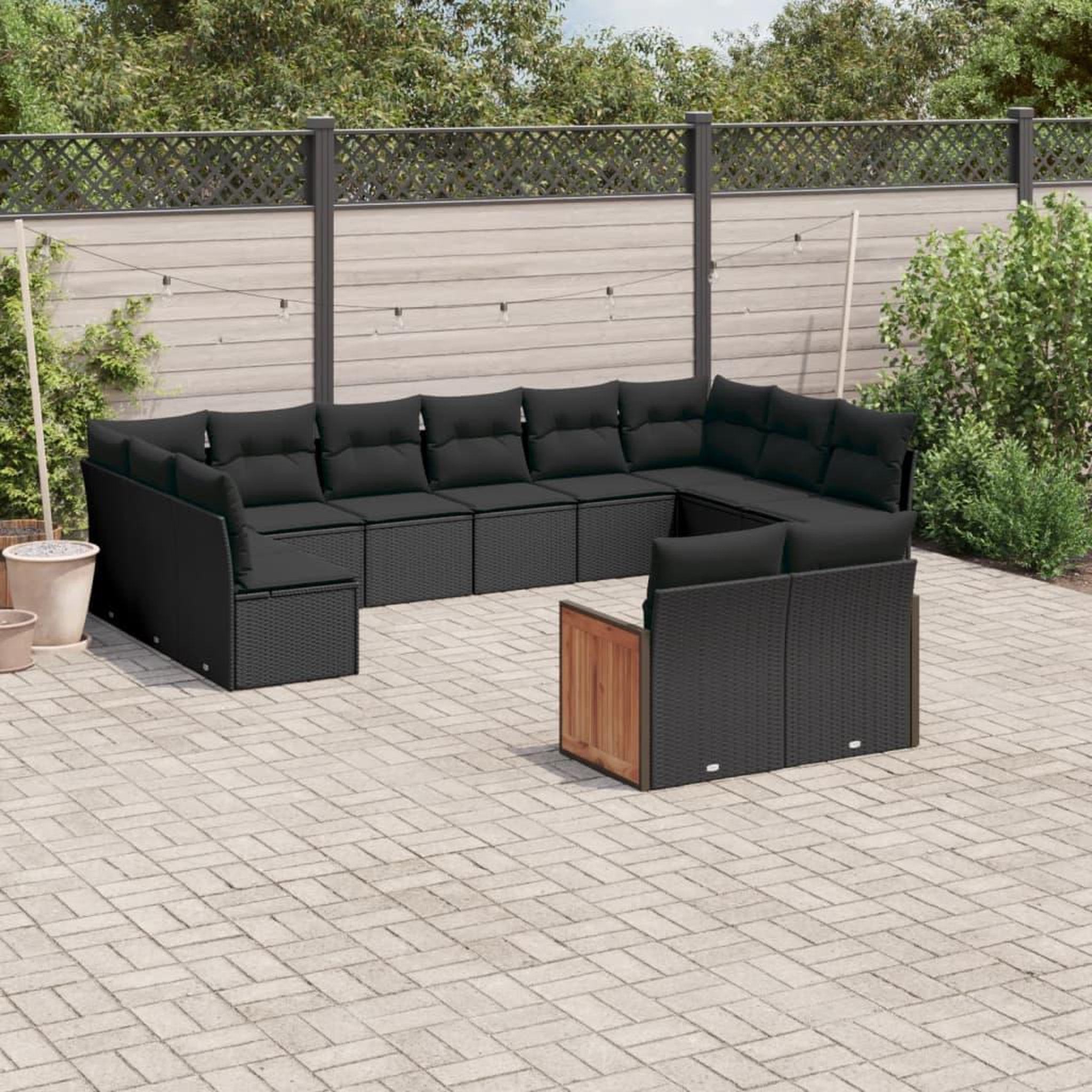 VIDAXL Salon de jardin 12 pcs avec coussins noir resine tressee