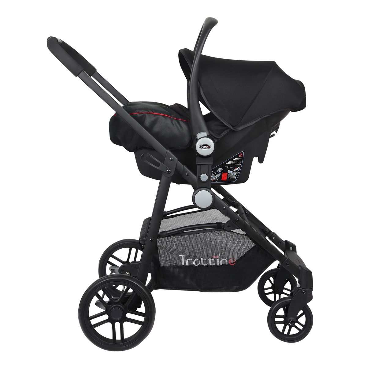 TROTTINE Poussette duo Ts domino noir et rouge
