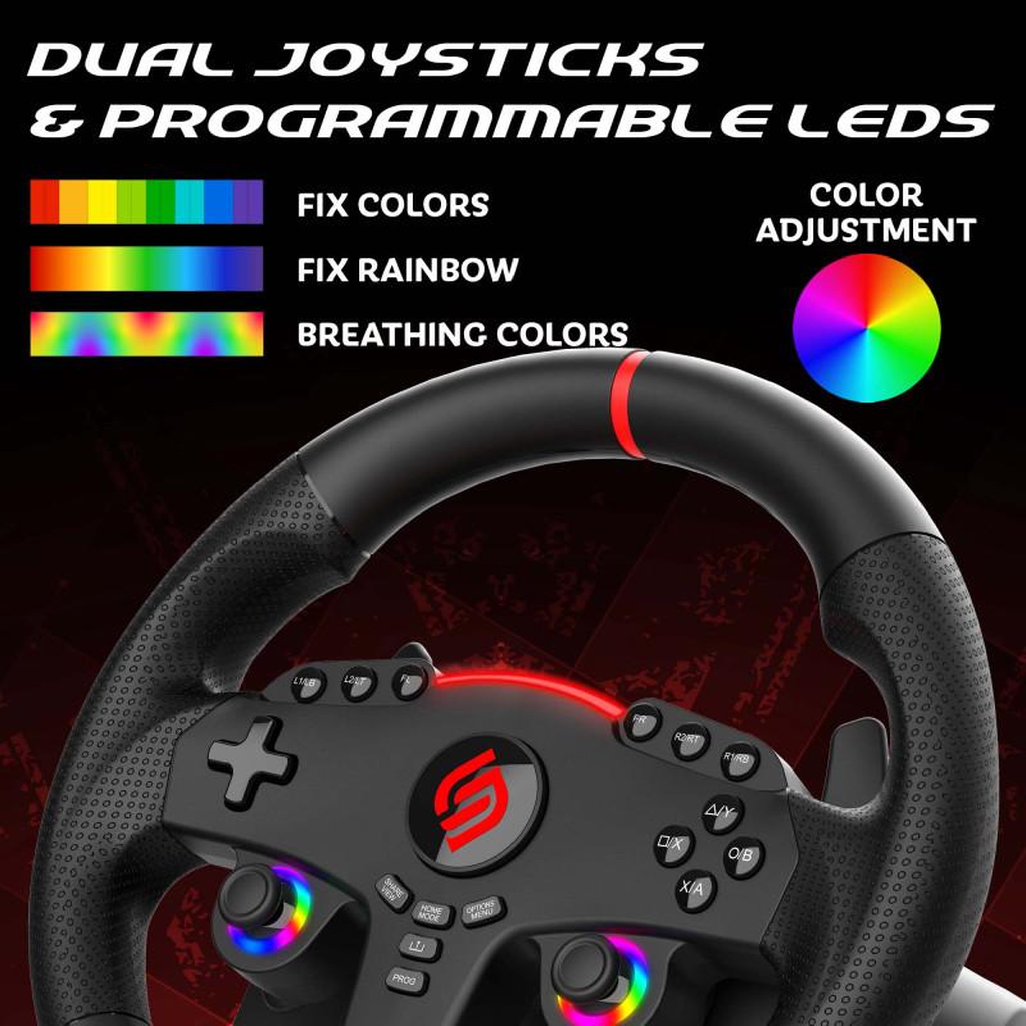 Voir la diapositive 5 : Subsonic Subsonic volant superdrive 270 gt - volant de course led double sticks, rotation 270 , avec pédales et palettes au volant. Pour switch 2 / switch, ps4, pc et xbox - noir