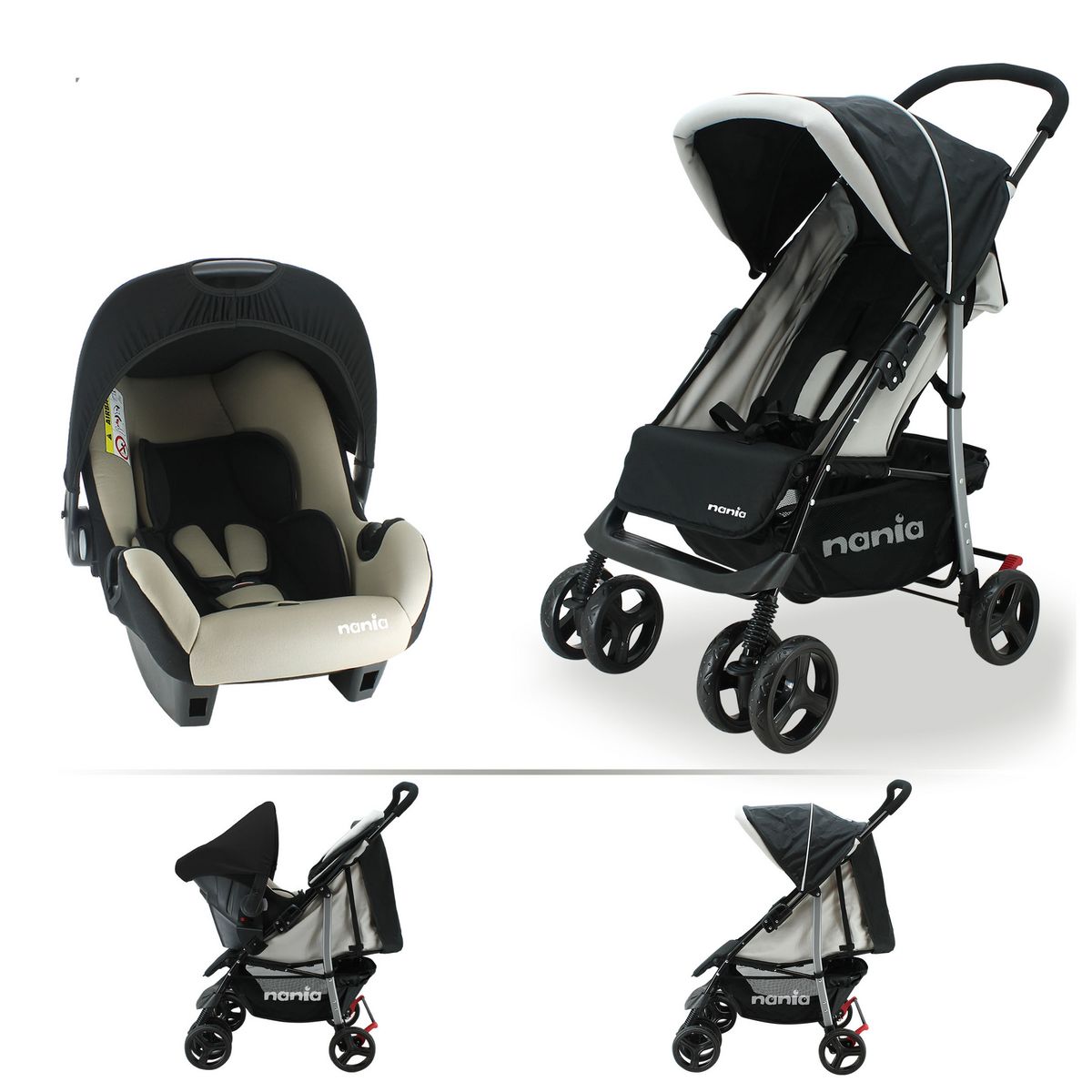NANIA Poussette combinée duo Texas + siège auto Beone groupe 0+ 
