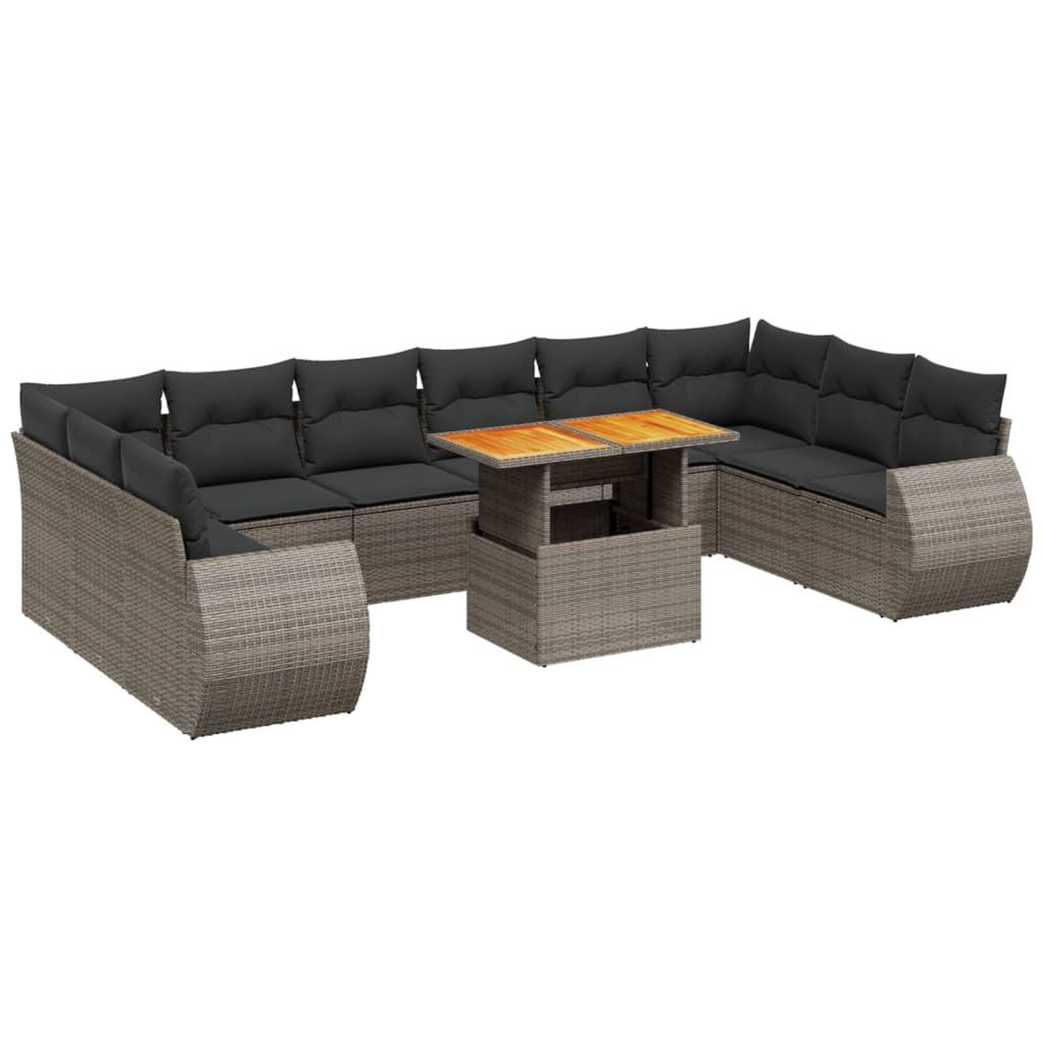 Voir la diapositive 2 : VIDAXL Salon de jardin 11 pcs avec coussins gris resine tressee