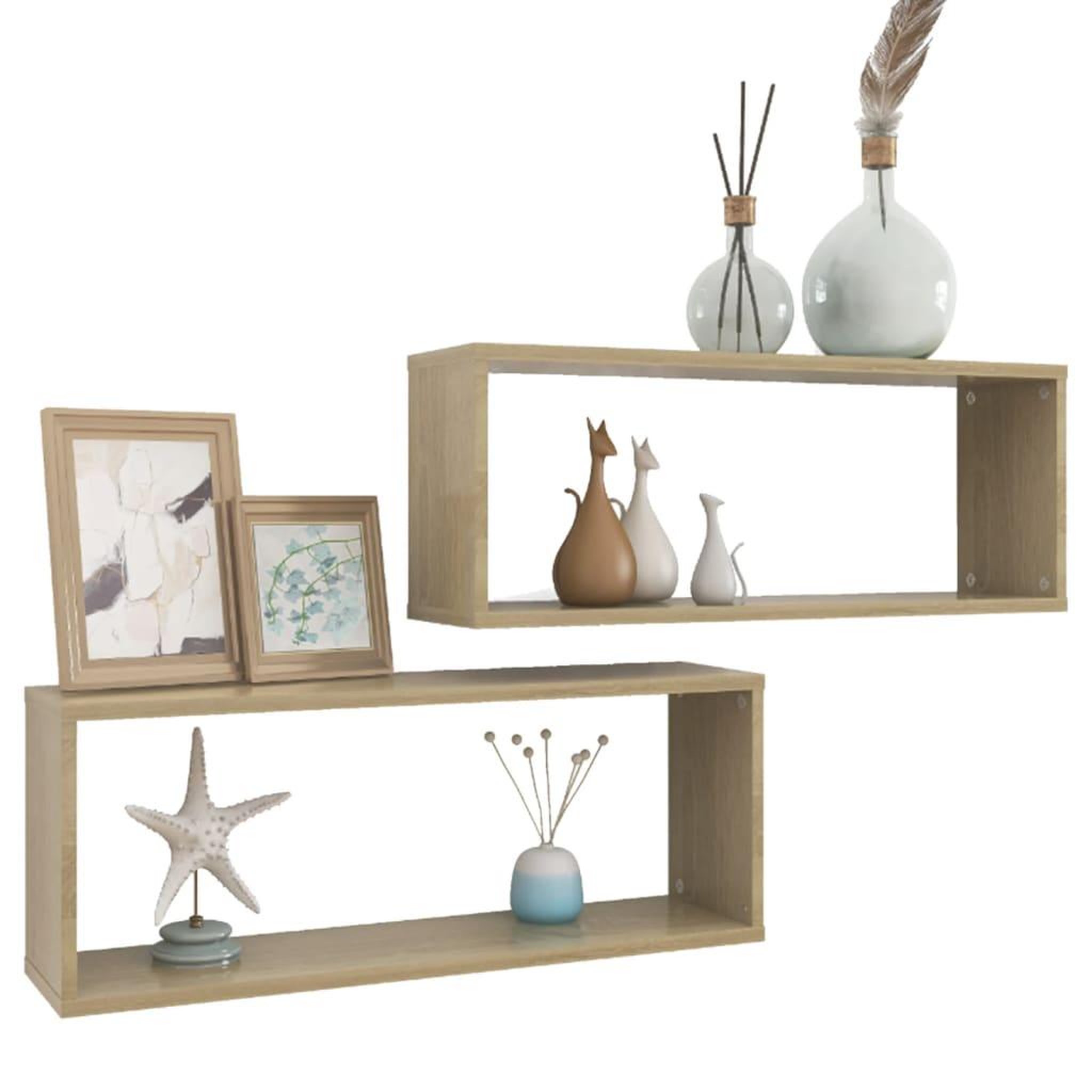 Voir la diapositive 3 : VIDAXL Etageres murales cube 2 pcs Chene sonoma Bois d'ingenierie