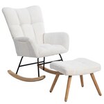 MERAX Rocking-chair Fauteuil à Bascule Avec 1 Repose-pieds Blanc