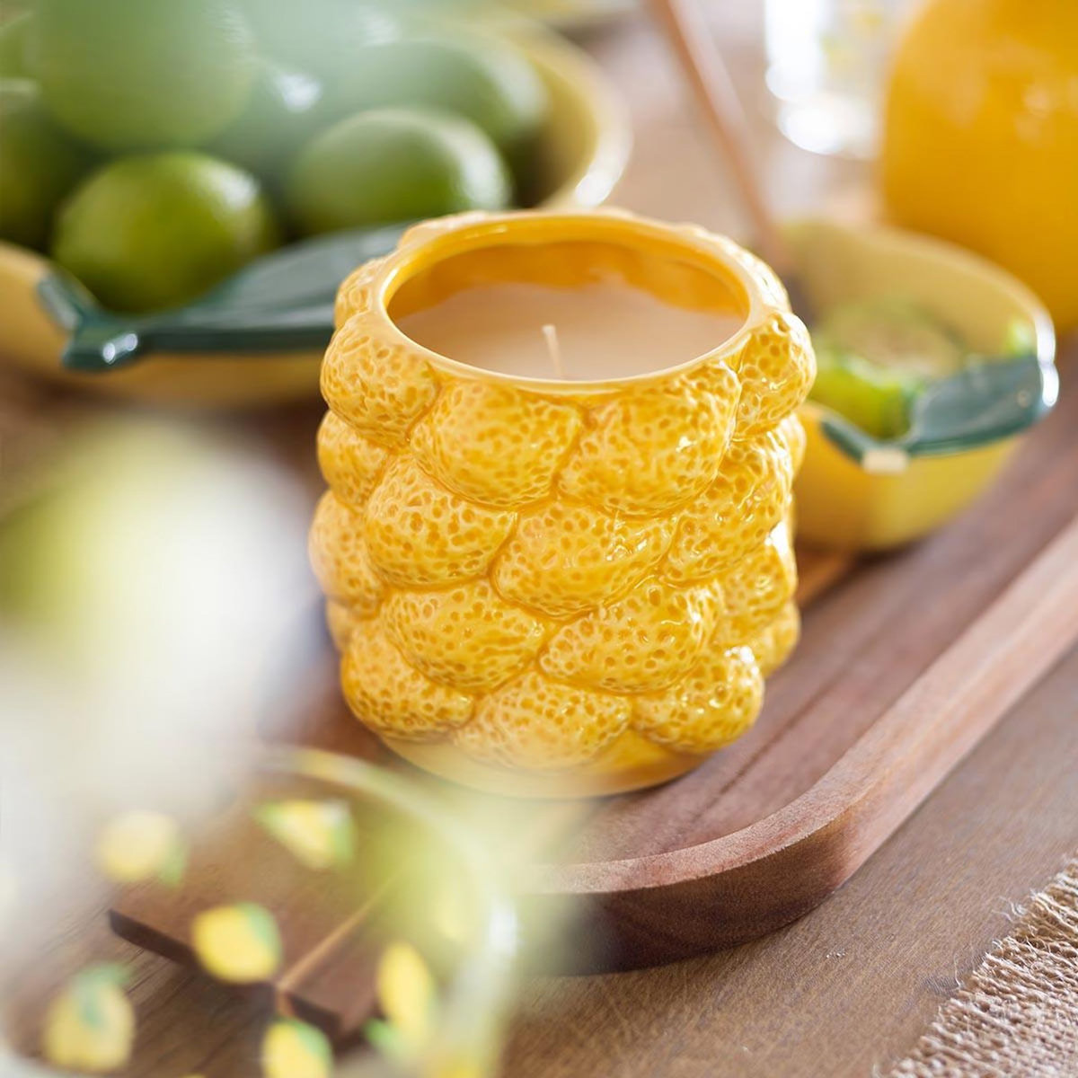 ATMOSPHERA Bougie Parfumée Citron en Céramique  Yucatan  330g Agrumes
