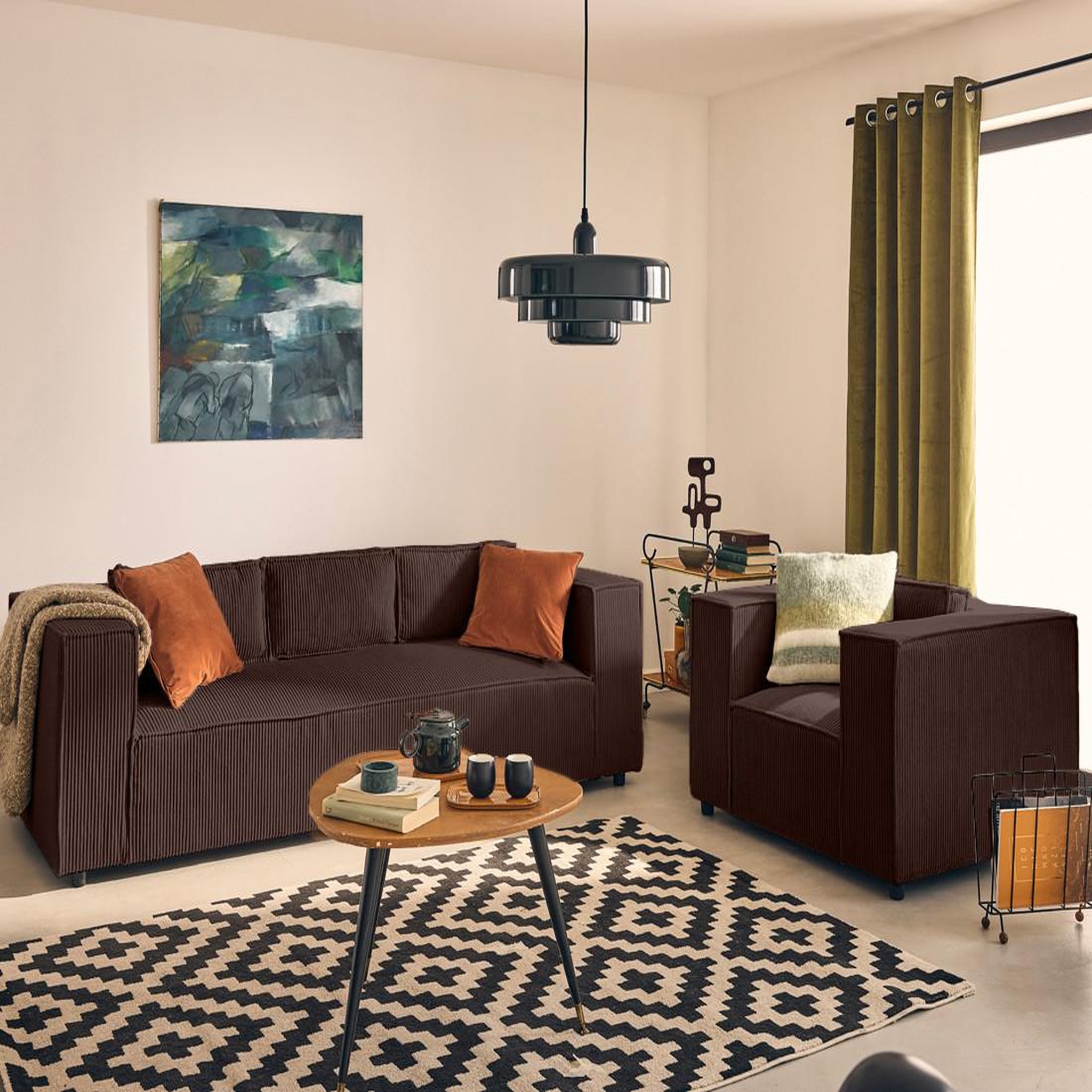 Voir la diapositive 1 : LISA DESIGN Stella - fauteuil en velours côtelé