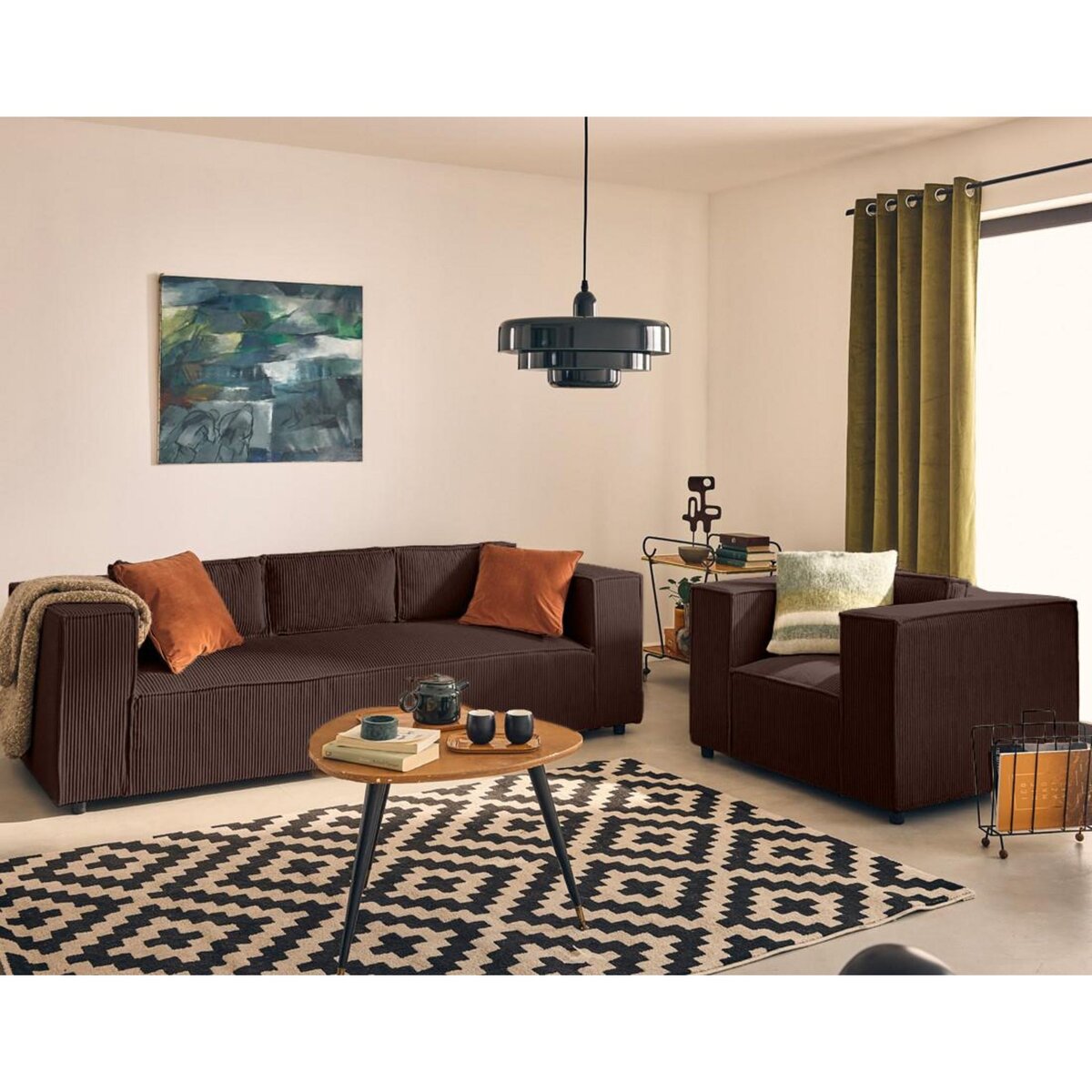 LISA DESIGN Stella - fauteuil en velours côtelé