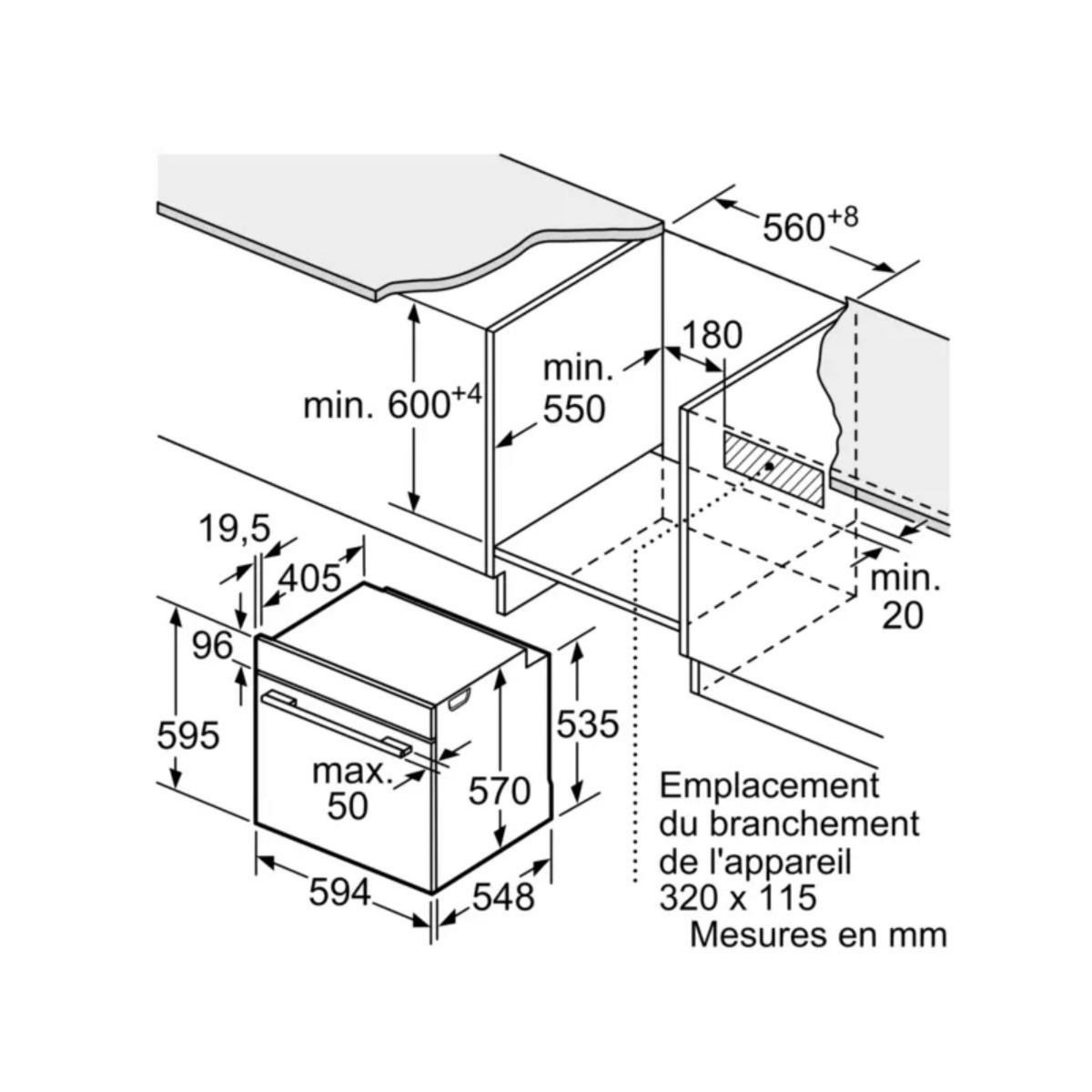 BOSCH Four intégrable multifonction 71l 60cm ecoclean noir - HBA553BA3F