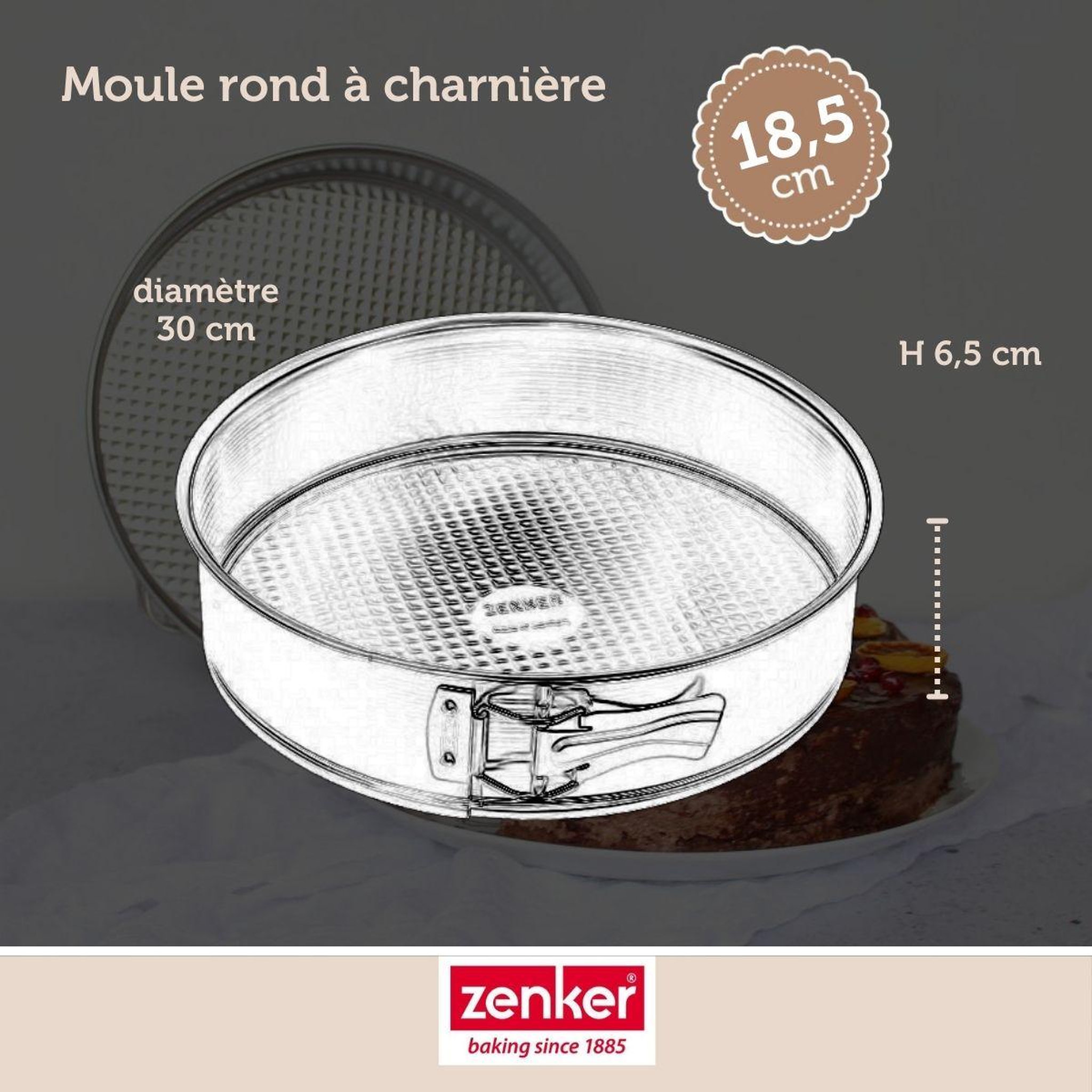 Voir la diapositive 3 : ZENKER Moule à manqué à charnière 18,5 cm zenker silver