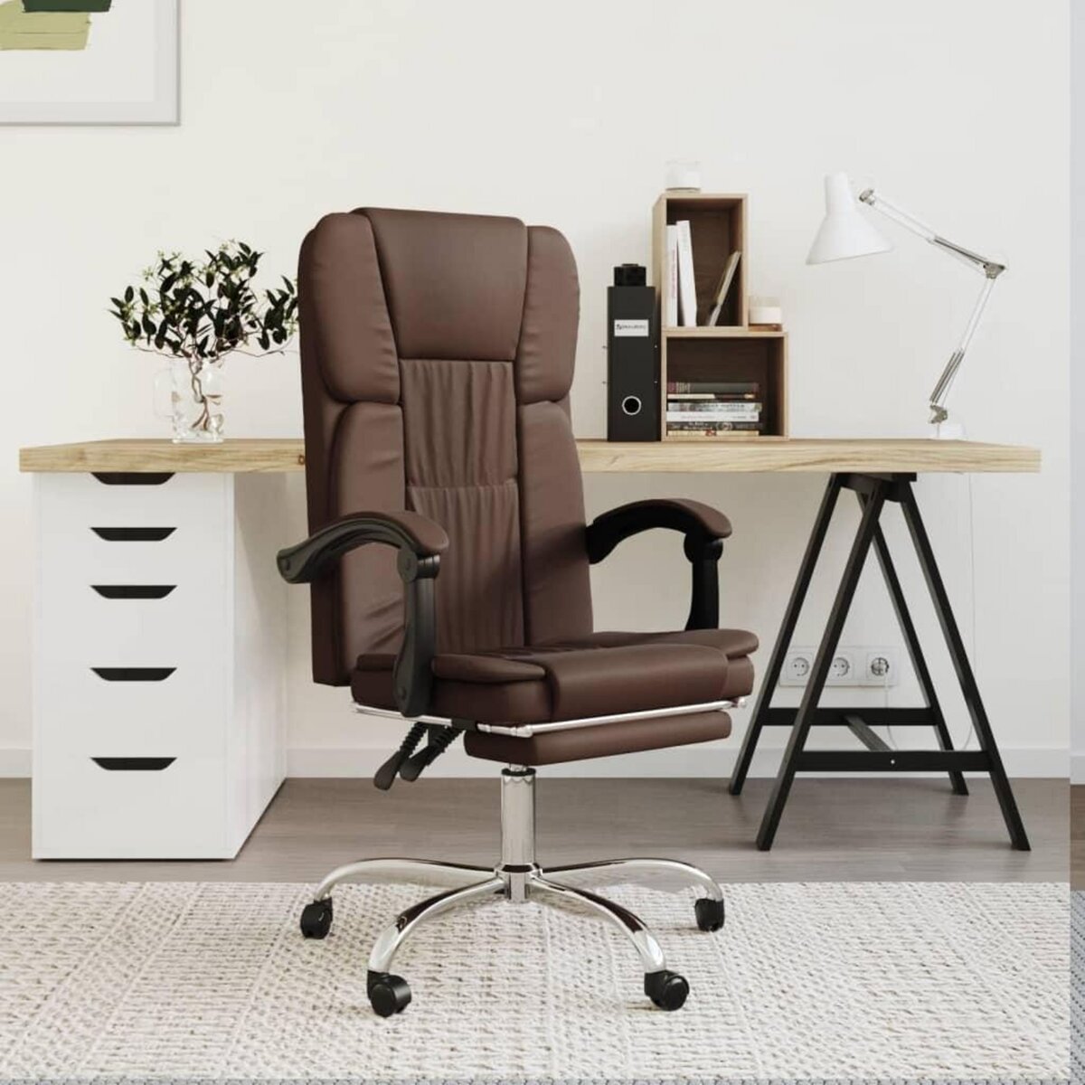 VIDAXL Fauteuil inclinable de bureau Marron Similicuir
