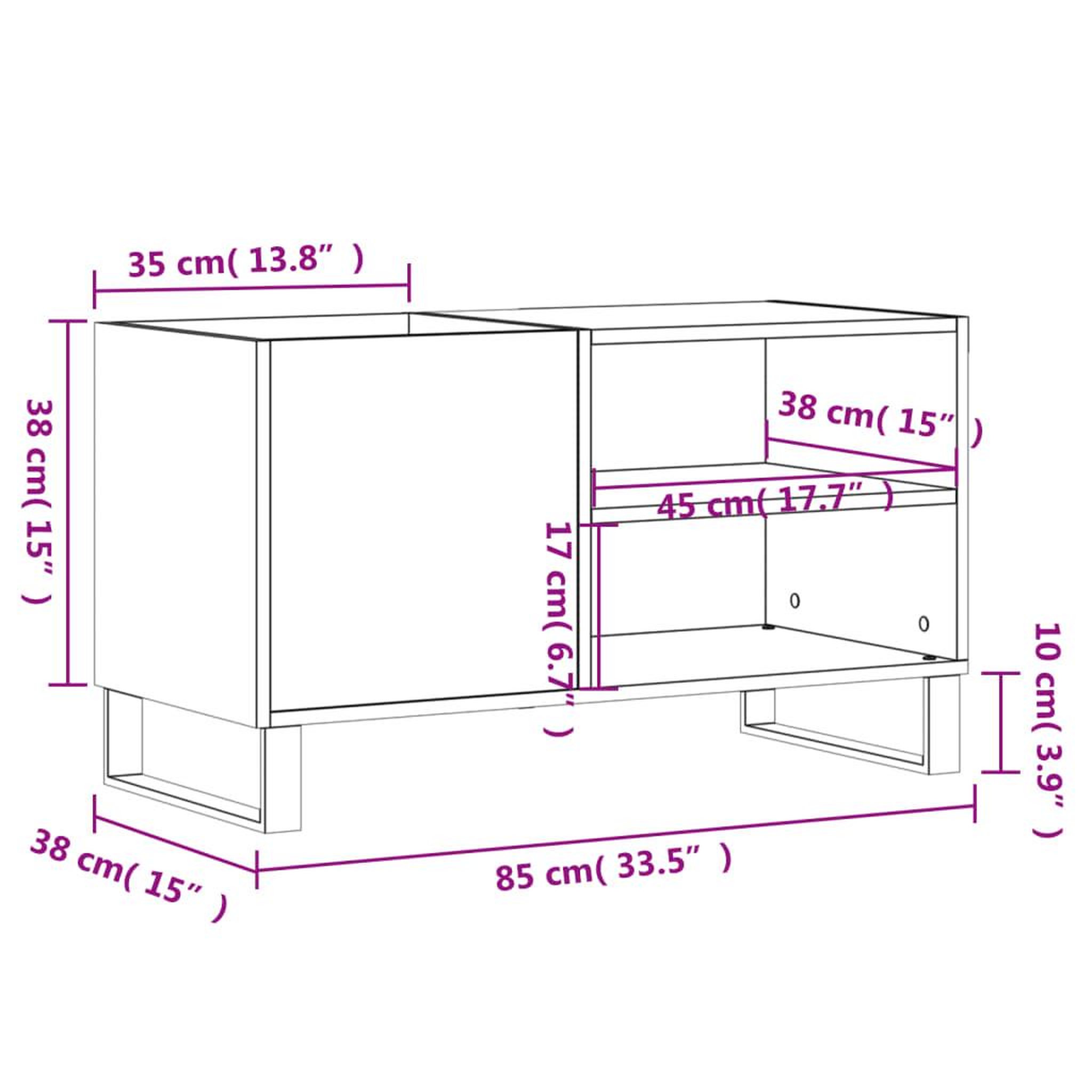 Voir la diapositive 6 : VIDAXL Armoire a disques gris beton 85x38x48 cm bois d'ingenierie