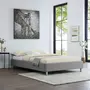 IDIMEX Lit futon simple pour adulte NIZZA 120x190 cm 1 place et demi / 1 personne, avec sommier et pieds en métal chromé, tissu gris