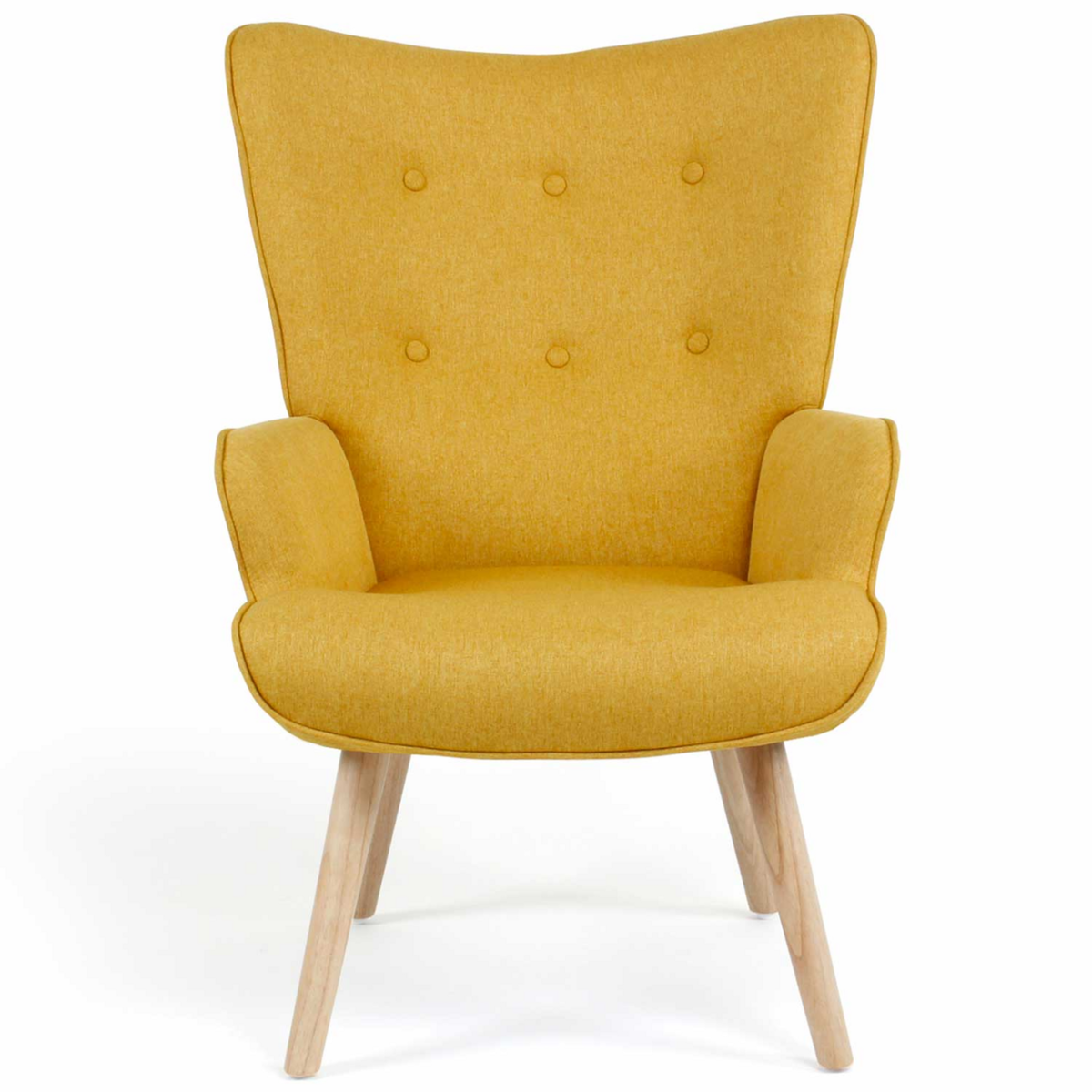 ID MARKET Fauteuil scandinave IVAR en tissu jaune
