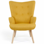 Voir la diapositive 3 : ID MARKET Fauteuil scandinave IVAR en tissu jaune