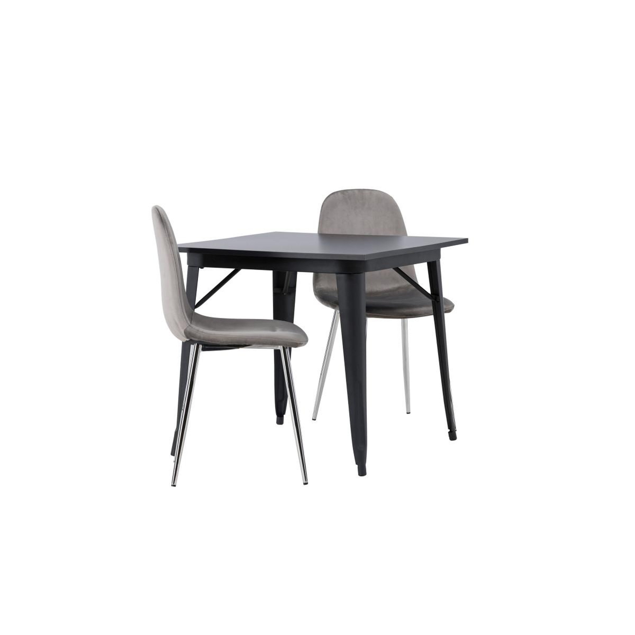 Voir la diapositive 4 : Paris Prix Ensemble table à manger & 2 chaises  tempe & eva  80cm noir & gris