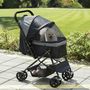Voir la diapositive 2 : PAWHUT Poussette buggy pliable chien chat panier et sac de rangement attaches sécurité housse réglable poignée réglable acier Oxford noir