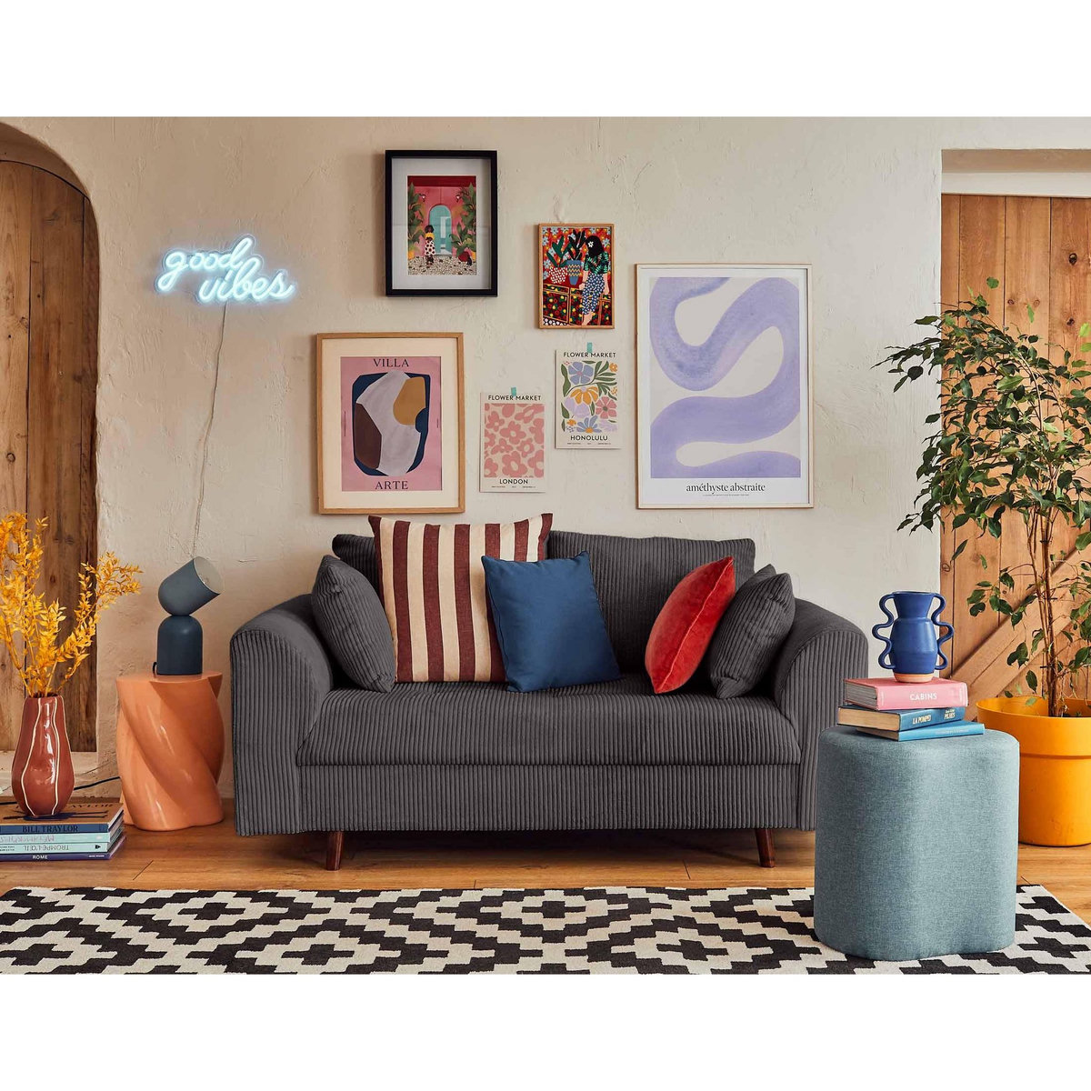 LISA DESIGN Rune - canapé 2 places - en velours côtelé