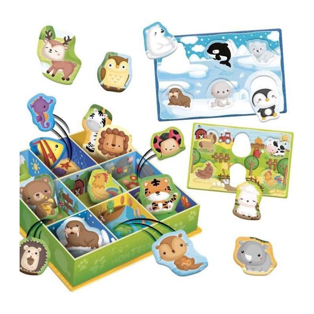 LISCIANI GIOCHI Boîte d'apprentissage Tri animaux - Jeu Montessori - LISCIANIGIOCHI - Jeu de classification, Apprentissage des habitats