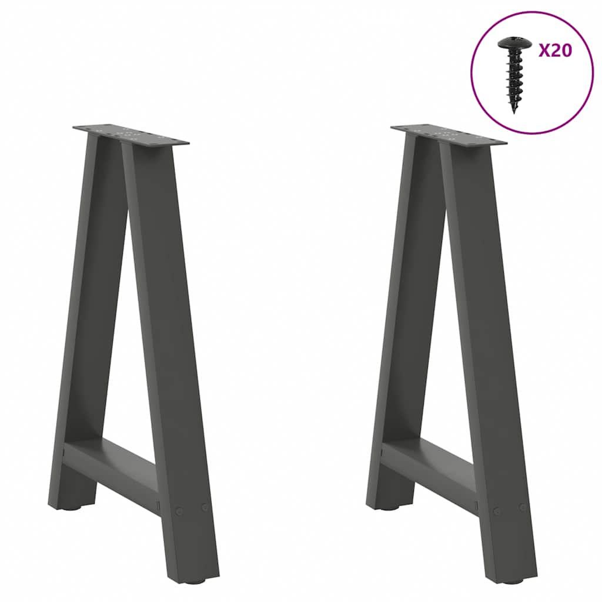 Voir la diapositive 3 : VIDAXL Pieds de table basse forme de A 2 pcs anthracite 60x(72-73) cm