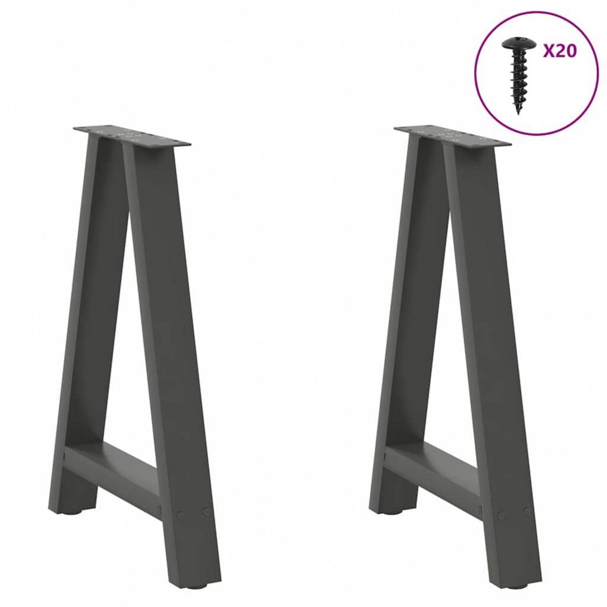 VIDAXL Pieds de table basse forme de A 2 pcs anthracite 60x(72-73) cm
