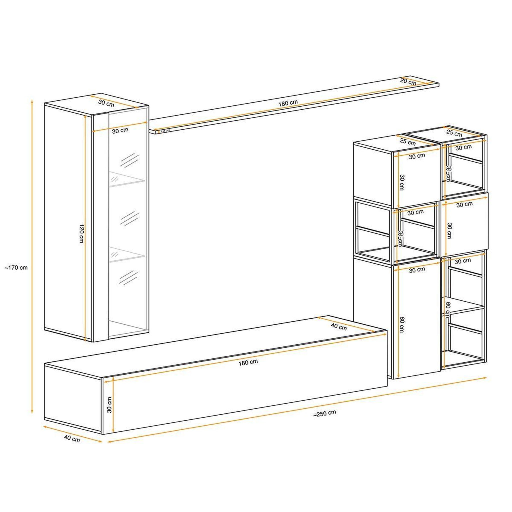Voir la diapositive 3 : Paris Prix Ensemble meuble tv design  switch ii  250cm noir