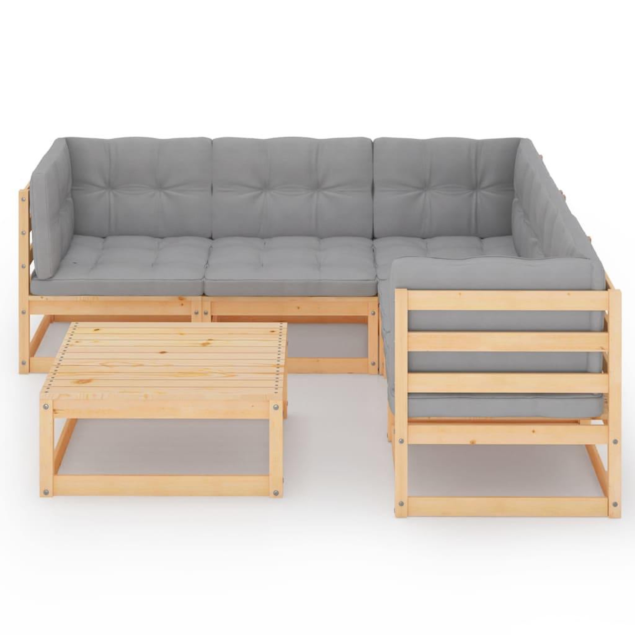 Voir la diapositive 3 : VIDAXL Salon de jardin 6 pcs avec coussins Bois de pin massif