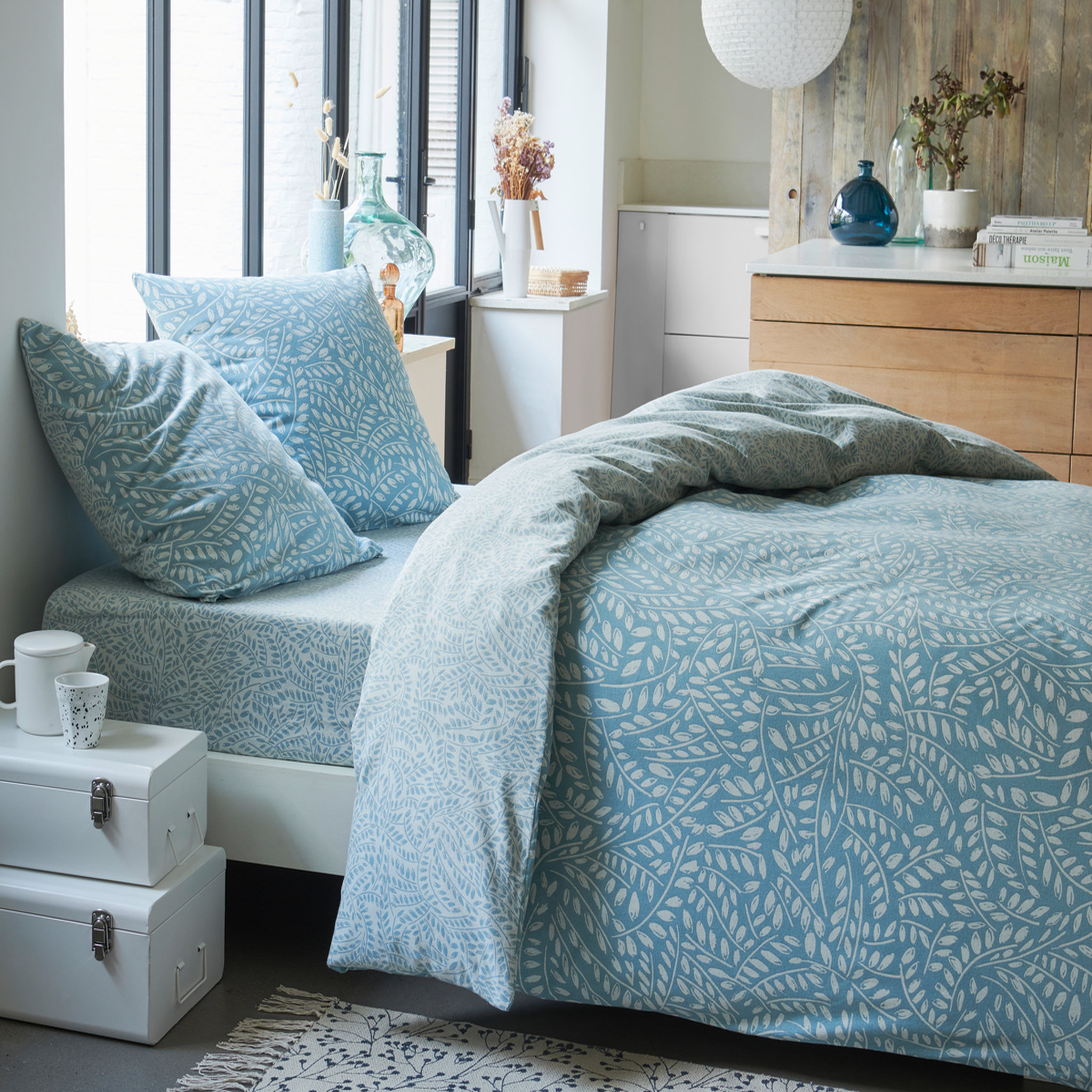 ACTUEL Parure de drap plat en flanelle de coton VICTORINE