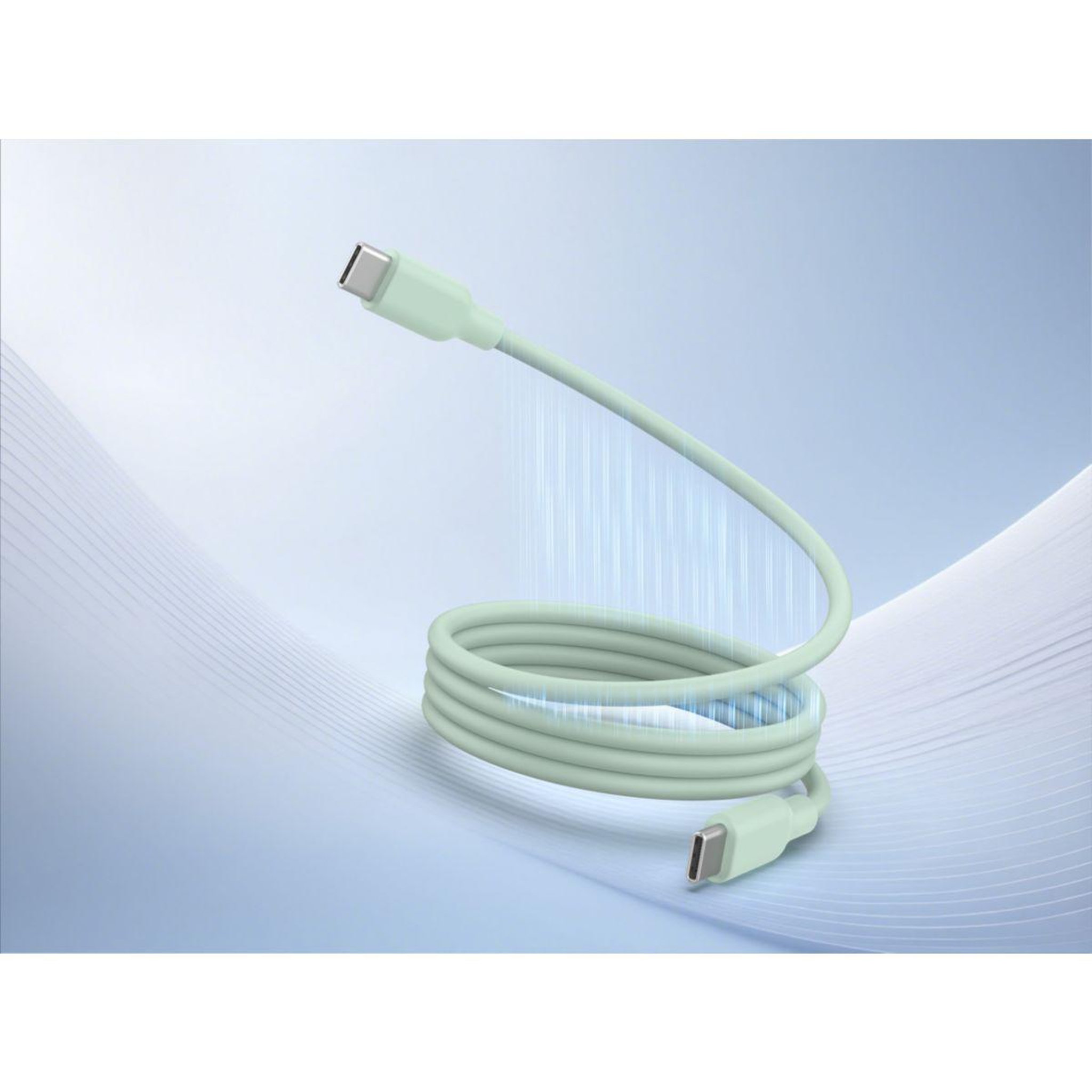 Voir la diapositive 2 : ESSENTIEL B Câble de charge vers usb-c silicone magnétique 1m vert
