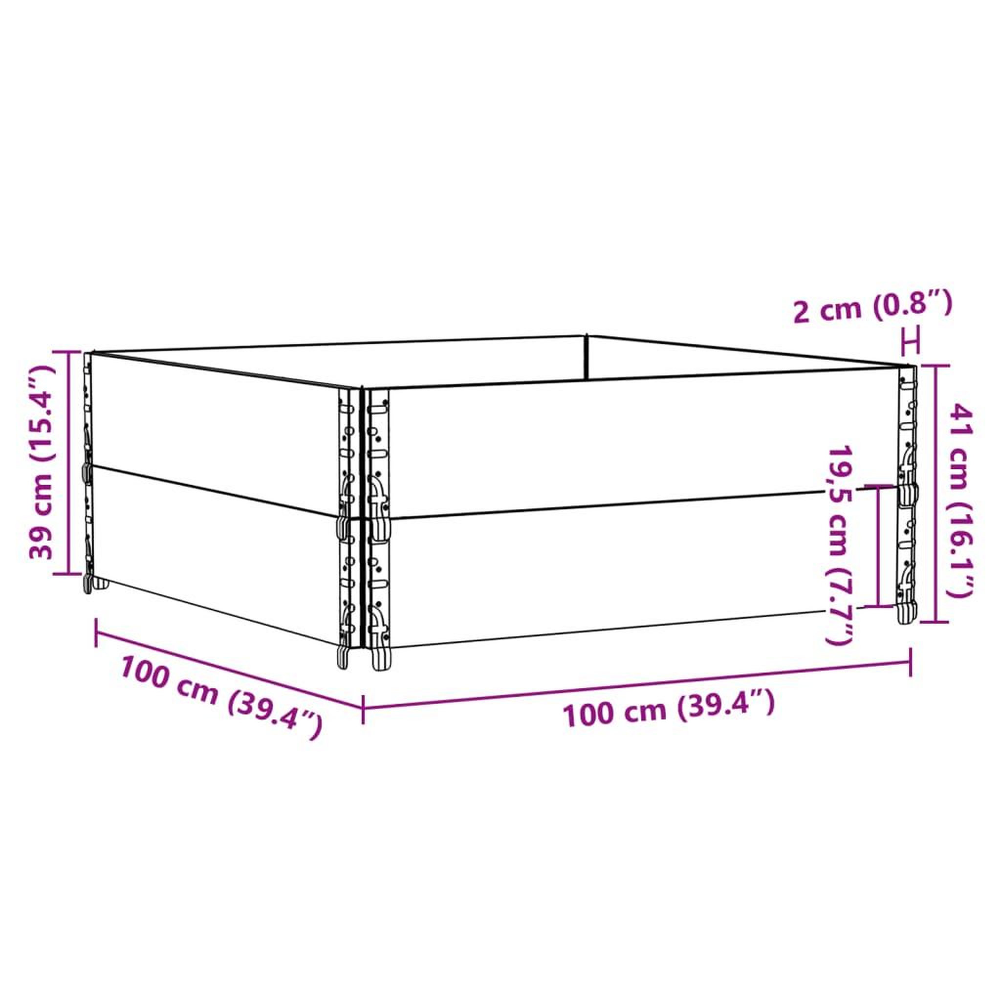 Voir la diapositive 6 : VIDAXL Jardiniere gris 100x100 cm bois de pin massif