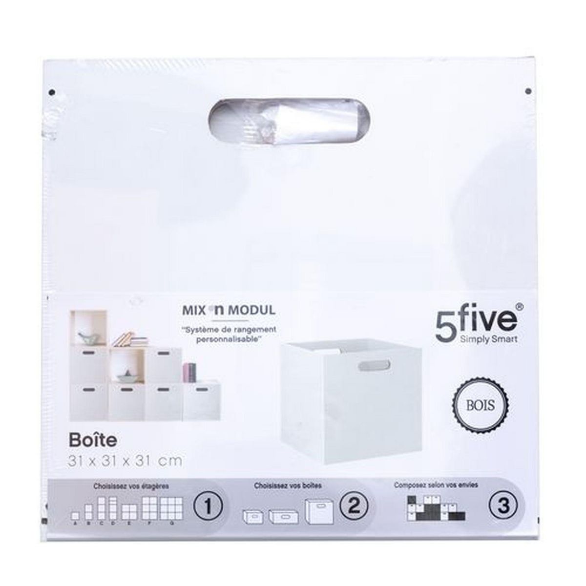 TOILINUX Lot de 6 Boîtes de rangement effet bois en MDF Mix n' modul