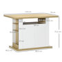 Voir la diapositive 3 : HOMCOM Table à manger ilot central cuisine 4-6 personnes blanc naturel