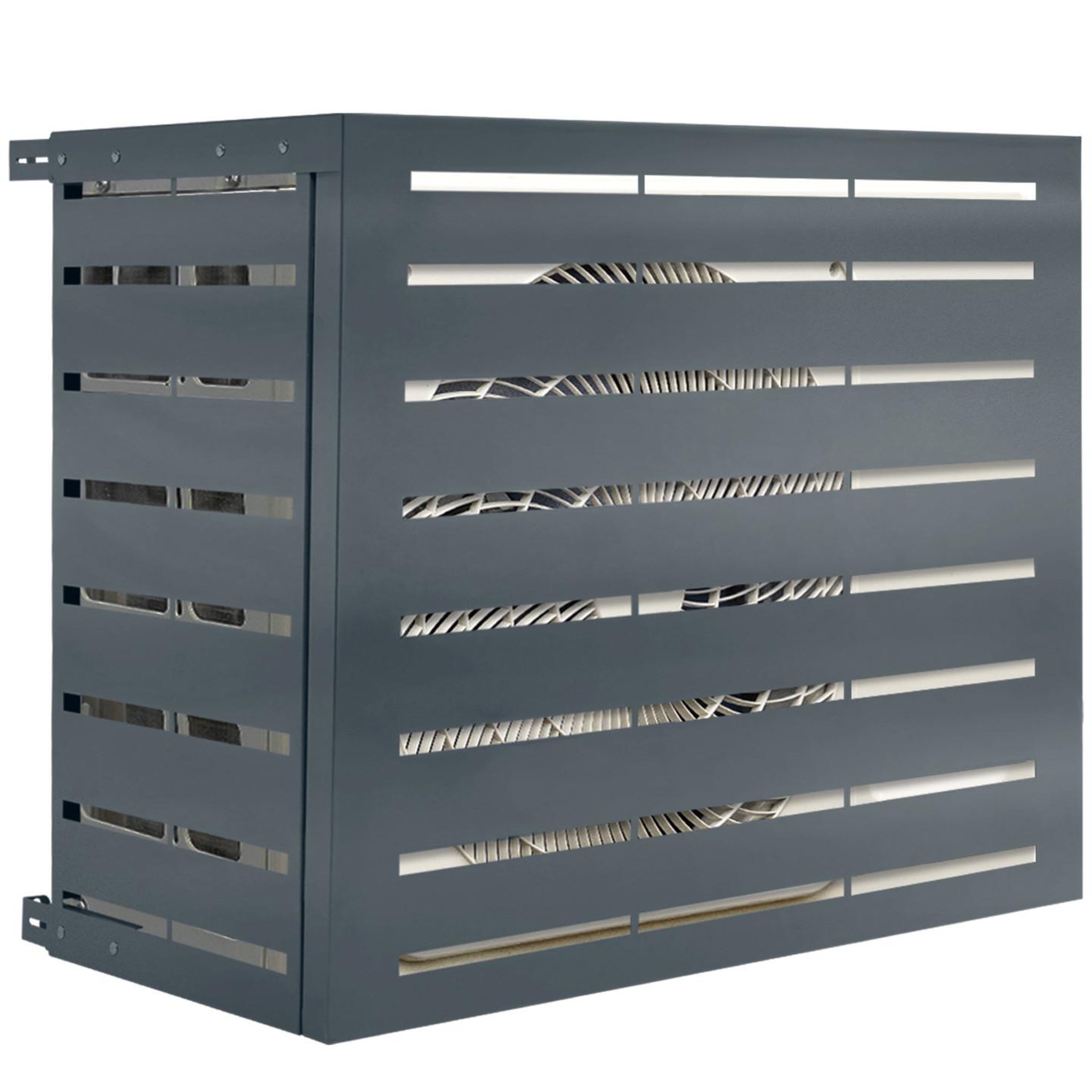 ID MARKET Cache climatiseur 95 x 50 x 80 cm métal gris anthracite protection unité extérieure pour pompe à chaleur