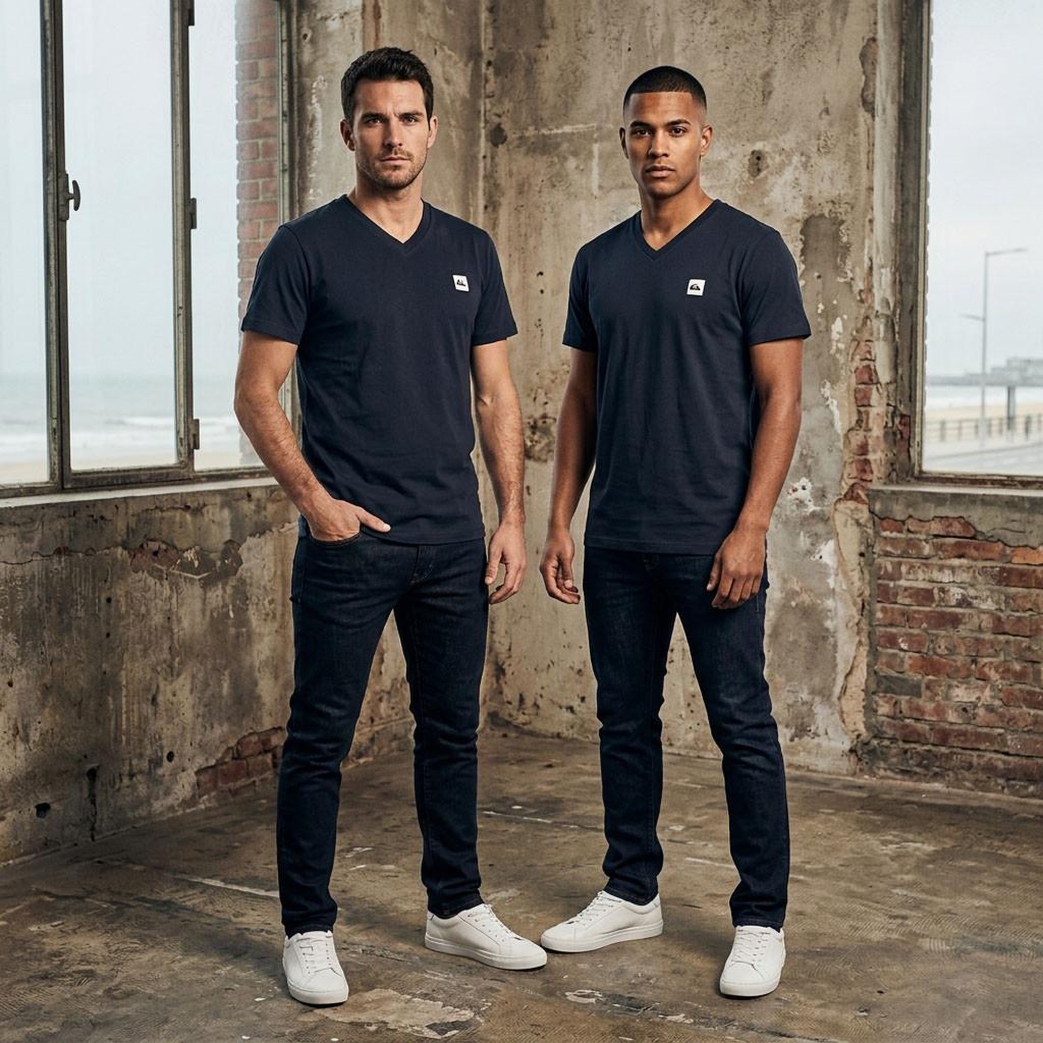 Voir la diapositive 4 : QUIKSILVER Quiksilver Pack de 2 T Shirts Homme 100% Coton Col Rond ou Col V