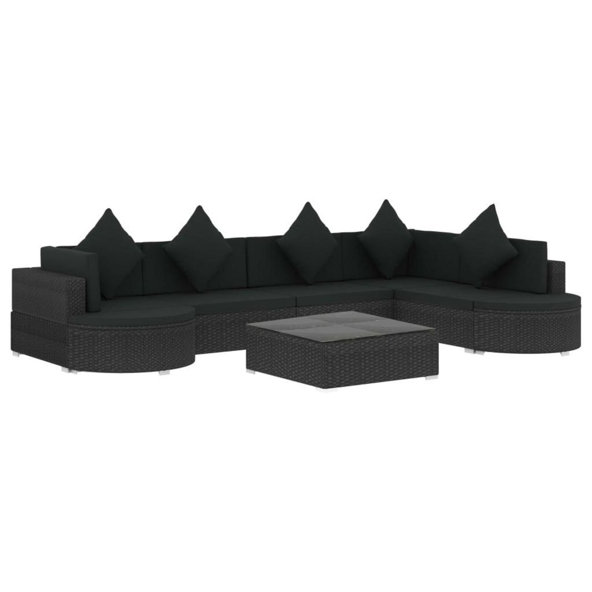 VIDAXL Salon de jardin 8 pcs avec coussins resine tressee noir