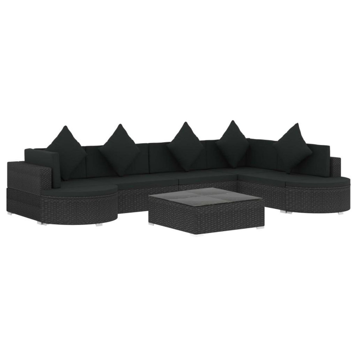 VIDAXL Salon de jardin 8 pcs avec coussins resine tressee noir