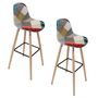 Voir la diapositive 1 : TOILINUX 2 Tabourets de bar scandinaves patchwork Riga - H. 92 cm - Beige