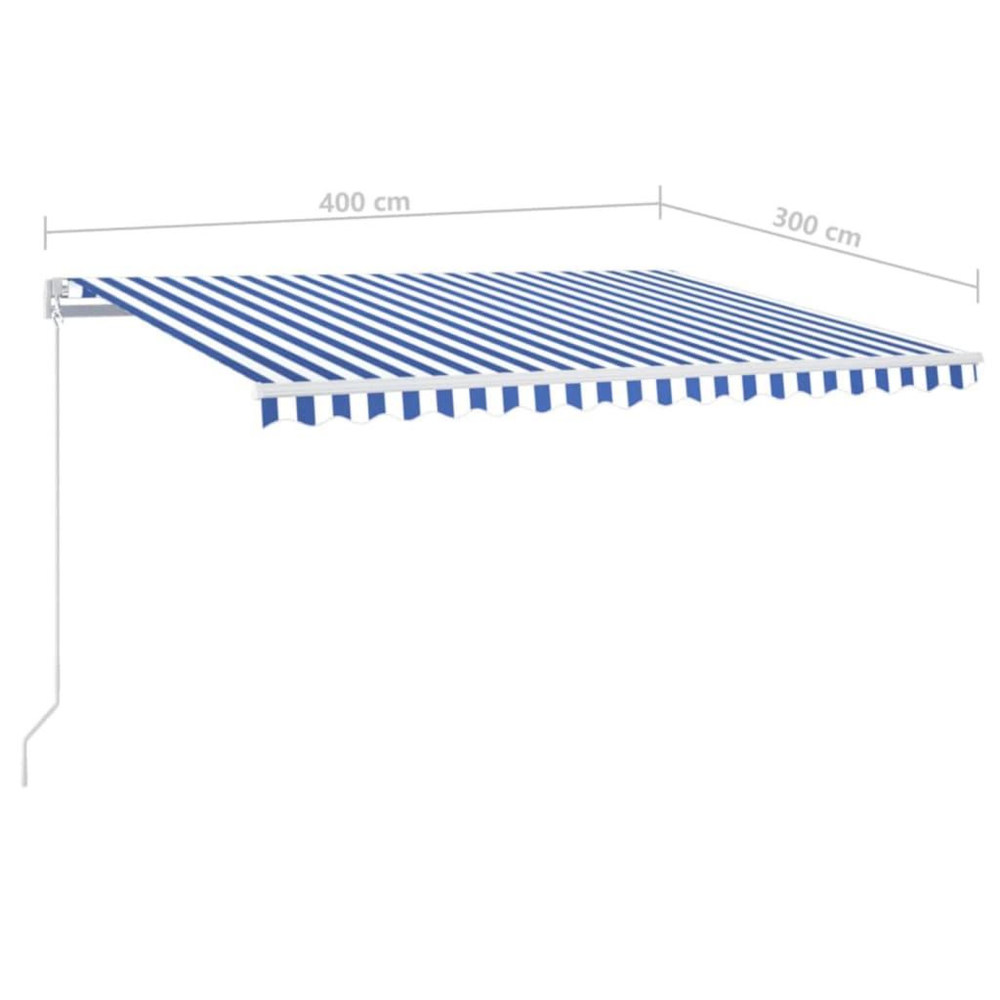 Voir la diapositive 6 : VIDAXL Auvent manuel retractable avec LED 400x300 cm Bleu et blanc