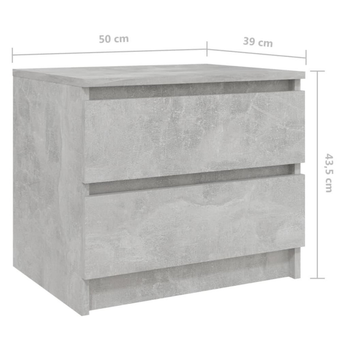 VIDAXL Table de chevet Gris beton 50x39x43,5 cm Agglomere