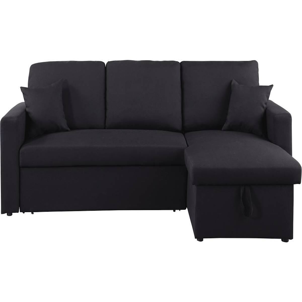 Habitat et Jardin Canapé d'angle convertible/ réversible  Alain  - 221 x 145 x 85 cm - 3 places - Noir