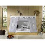 Paris Prix Pack - Lit Enfant, Tiroir & Voile  Tipi  90x200cm Blanc & Naturel