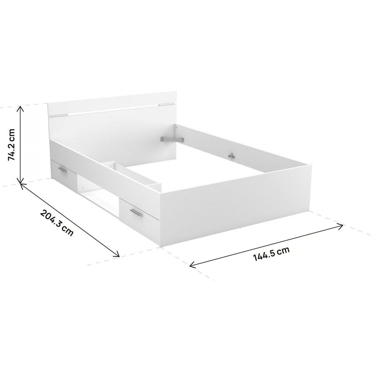 Habitat et Jardin Lit Double en bois  Michigan  - 140 x 200 cm - Blanc
