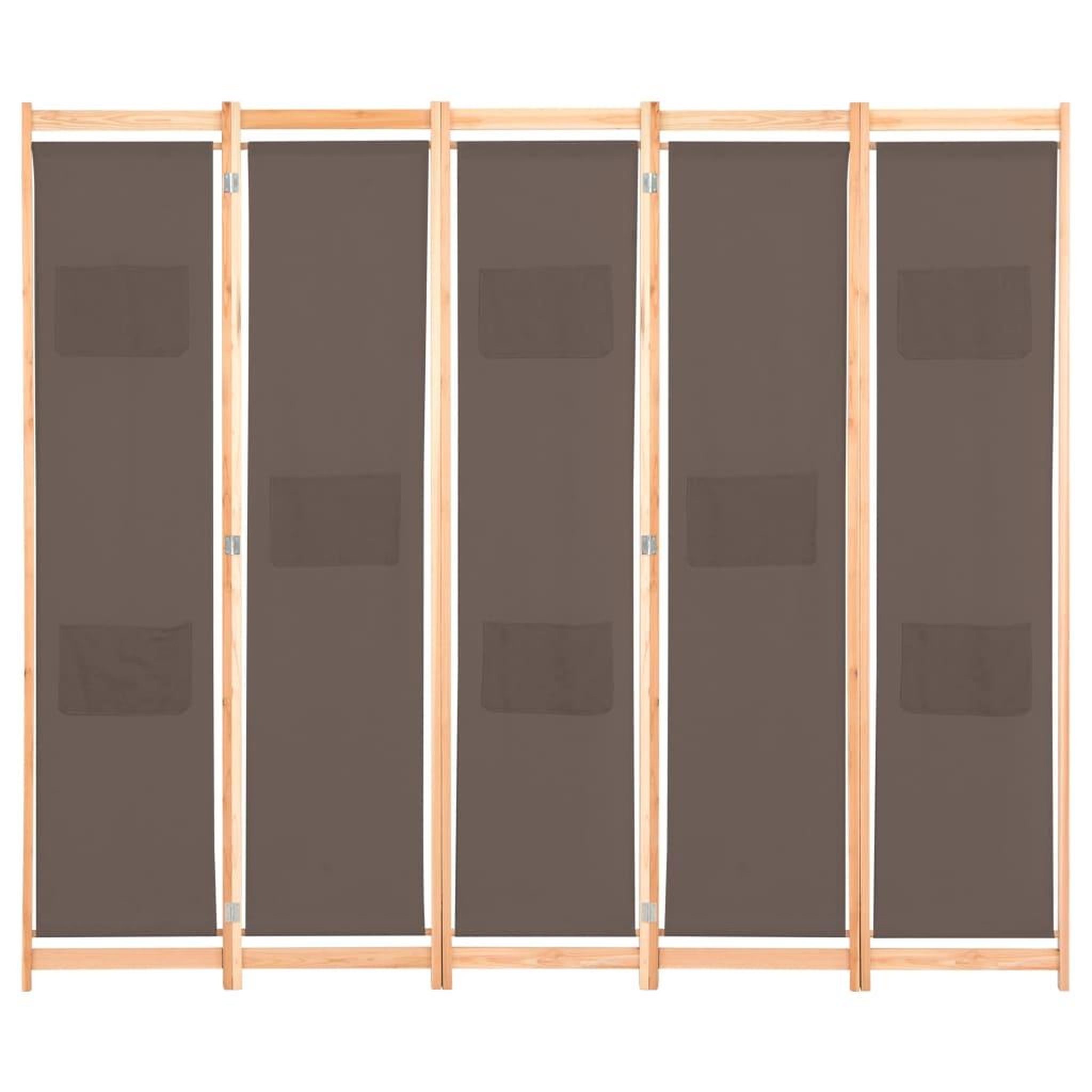 Voir la diapositive 2 : VIDAXL Cloison de separation 5 panneaux Marron 200 x 170 x 4 cm Tissu
