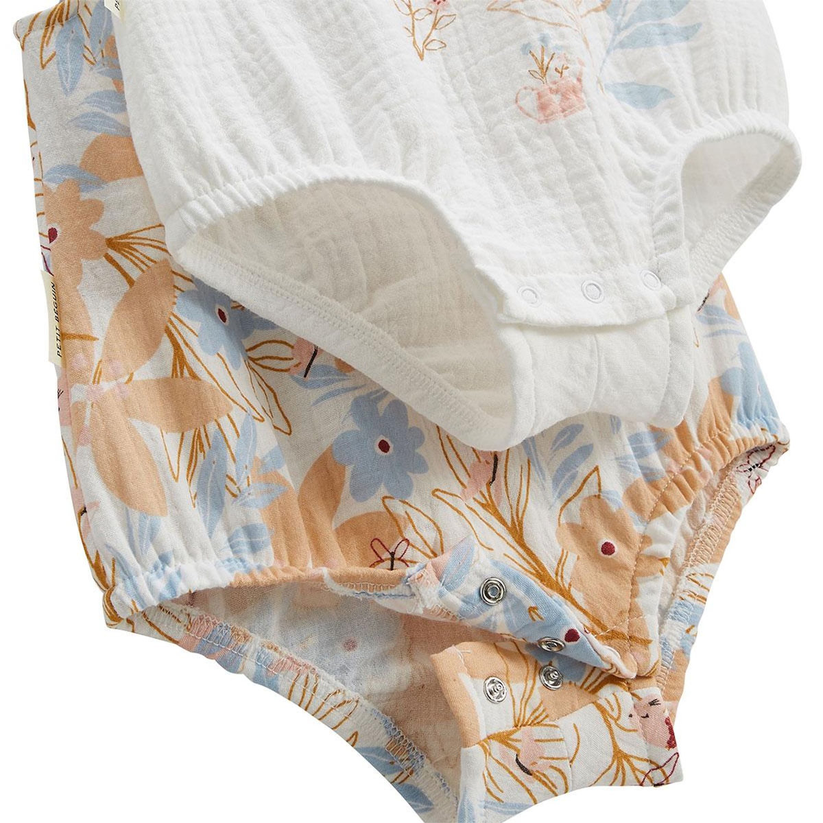 Petit Béguin Lot de 2 barboteuses bloomer bébé en gaze de coton Praline