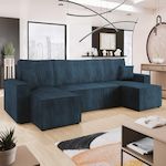 BEST MOBILIER Cezanne - canapé panoramique en u - 7 places - convertible avec coffre - en velours côtelé. Coloris disponibles : Vert, Beige, Gris, Rose, Bleu