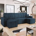 BEST MOBILIER Cezanne - canapé panoramique en u - 7 places - convertible avec coffre - en velours côtelé. Coloris disponibles : Vert, Rose, Beige, Gris, Bleu